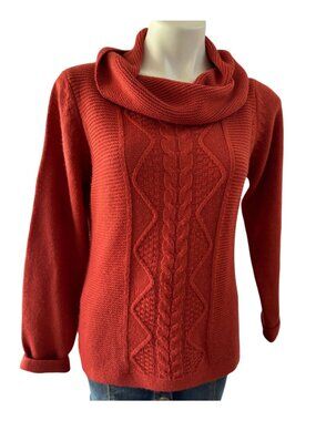 Isle Essentials Rust Orange Cowl Neck Sweater – Size Small
